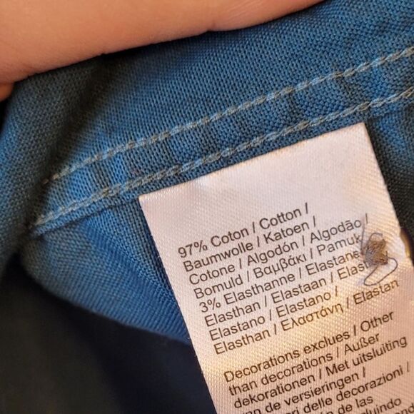 Lacoste Men's Teal Blue Slim Fit Stretch Button Down Shirt Size US M - Picture 5 of 6